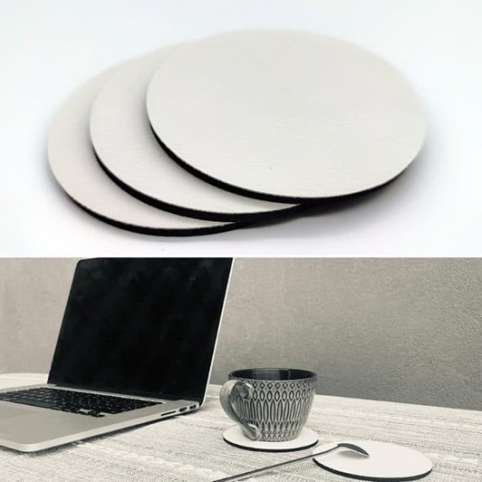 4 stücke PU Leder Auto Coaster Auto Dekorative Wasser Absorption Tasse Waschbecken Matte, 6.8cm – Bild 2