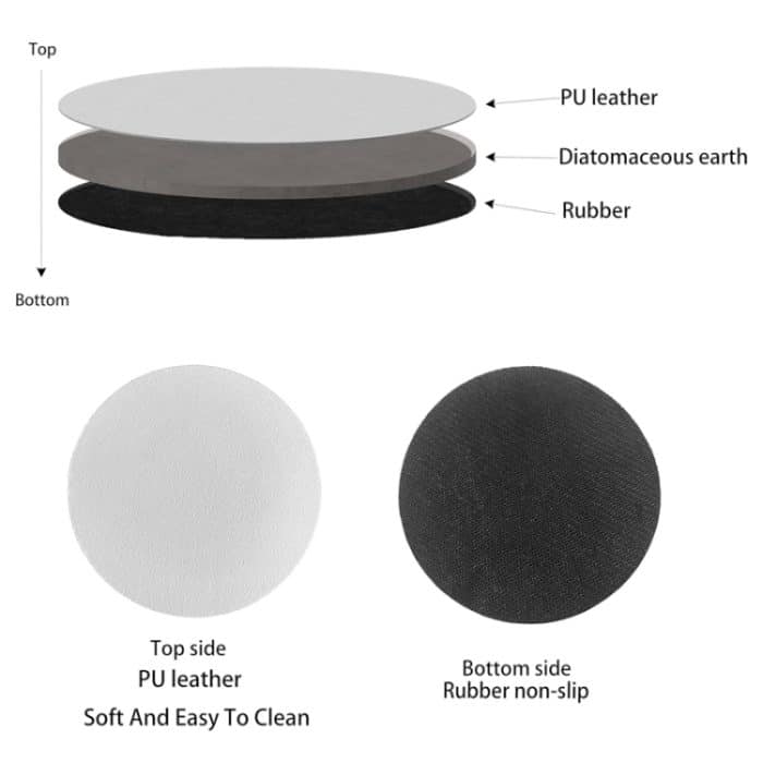 4 stücke PU Leder Auto Coaster Auto Dekorative Wasser Absorption Tasse Waschbecken Matte, 6.8cm – Bild 4