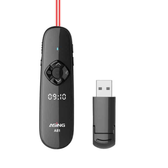 TBD0605471801.jpg ASiNG A81 32 GB digitale Laser-Präsentationsfernbedienung mit Zeitanzeige, Red Light, Green Light – Bild 1