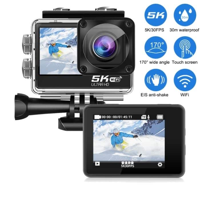 5K/30FPS WIFI HD Anti-Shake Remote Touch Dual-Screen IP68 wasserdichte Sportkamera, Microphone Version – Bild 4