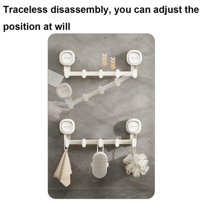 Multifunktionaler Saugnapfhaken, stanzfrei, spurloser Klebehaken, Aufbewahrungsregal, White, Transparent, Gray – Bild 3