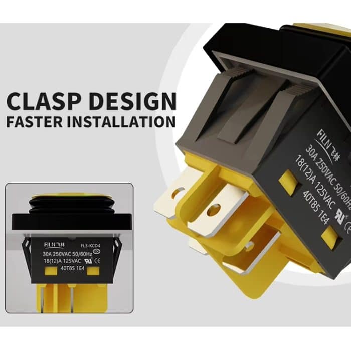 FILM 220V 30A Split Staubdicht Boot-typ Schalter Mit Licht, No Waterproof 4 Pin 2 Gear Red Light, No Waterproof 4 Pin 2 Gear Yellow Light, No Waterproof 4 Pin 2 Gear Blue Light, No Waterproof 4 Pin 2 Gear Green Light, Waterproof 4 Pin 2 Gear Red Light... – Bild 10