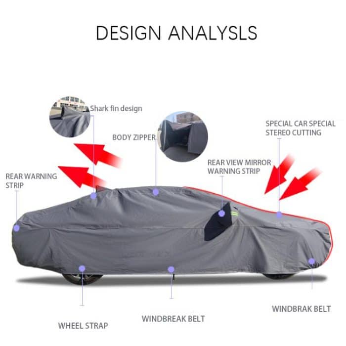 SUV Auto EVA Plus Samt Verdickt Wärmedämmung Sonnenschutz Mit Haifischflosse, M- 4.45x1. 75x1.58, M 4. 65x1. 85x1.6, L 4.85x1.95x1.63, XL 5.11x1.95x1.75 – Bild 3