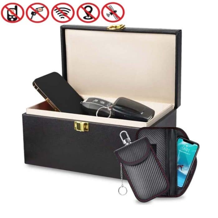 Große Autoschlüsseltasche Antimagnetische Handyhülle RFID Schutzbox, 3 In 1 – Bild 1