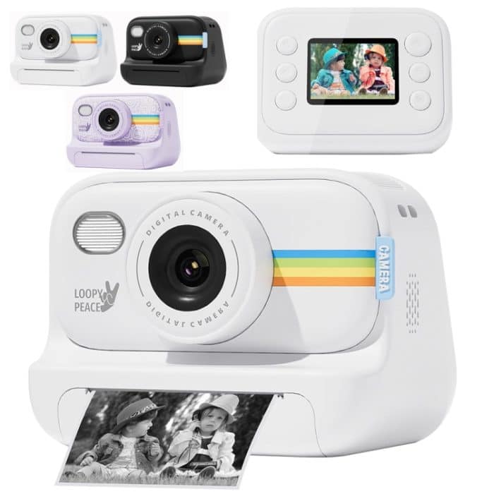 2,0-Zoll-LED-Blitz 1080P HD Aufnahme Fotodruckkamera mit 3-Rollen-Papier, White, White+32G, Black, Black+32G, Purple+32G, Purple – Bild 2