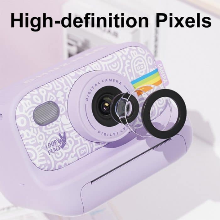 2,0-Zoll-LED-Blitz 1080P HD Aufnahme Fotodruckkamera mit 3-Rollen-Papier, White, White+32G, Black, Black+32G, Purple+32G, Purple – Bild 9