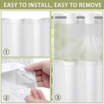 Waffel-Duschvorhang ohne Haken mit abnehmbarem Futter für Badezimmer, 72 x 75 Inch – Bild 4