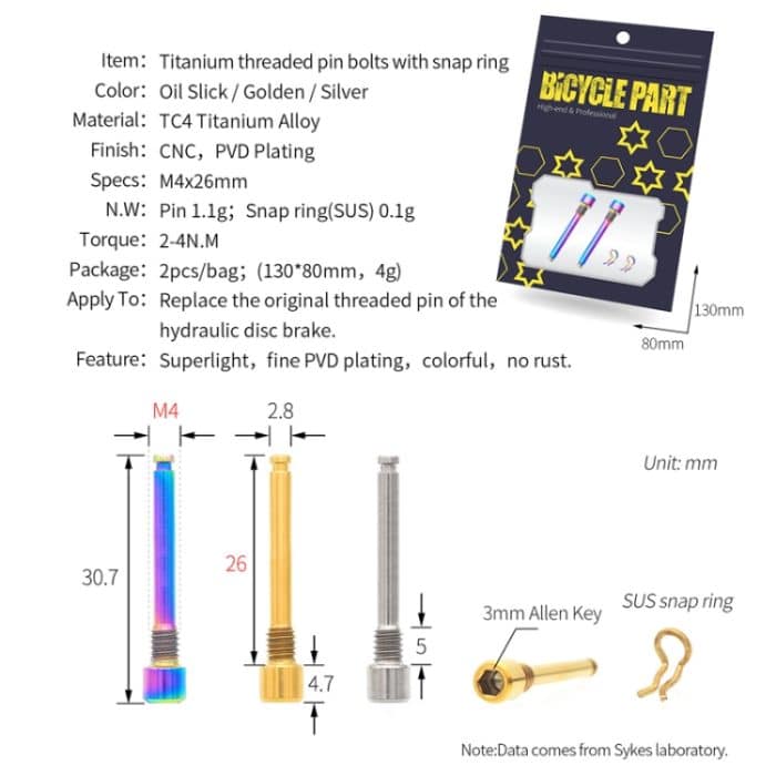 Haltefeder aus Titanlegierung für Mountainbikes, Pin + Circlip Colorful, Pin + Circlip Gold, Pin + Circlip Titanium, Steel Circlip Colorful, Steel Circlip Gold, Steel Circlip Titanium – Bild 3