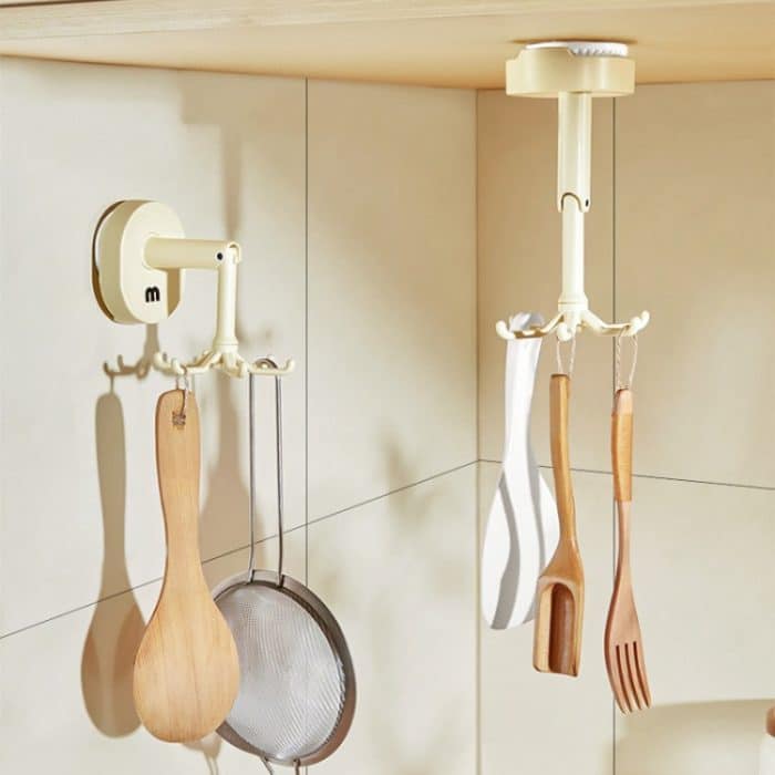 Saugnapf 6 Krallen rotierende Haken Wand montiert Spachtel Löffel Aufhänger kein Punch Küchengeschirr Lagerregal – Bild 2