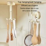 Saugnapf 6 Krallen rotierende Haken Wand montiert Spachtel Löffel Aufhänger kein Punch Küchengeschirr Lagerregal – Bild 4