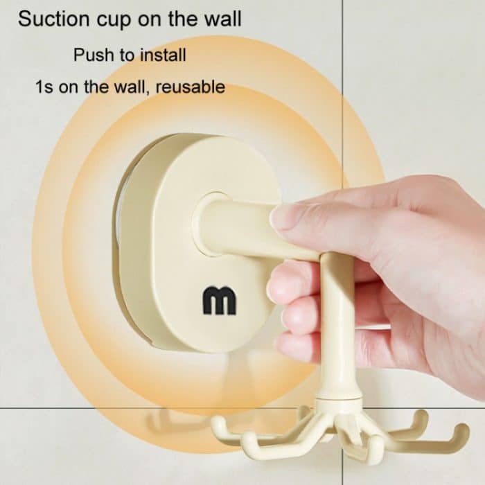 Saugnapf 6 Krallen rotierende Haken Wand montiert Spachtel Löffel Aufhänger kein Punch Küchengeschirr Lagerregal – Bild 5