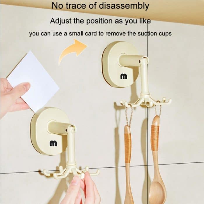 Saugnapf 6 Krallen rotierende Haken Wand montiert Spachtel Löffel Aufhänger kein Punch Küchengeschirr Lagerregal – Bild 6