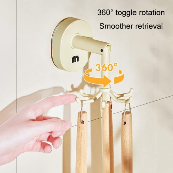 Saugnapf 6 Krallen rotierende Haken Wand montiert Spachtel Löffel Aufhänger kein Punch Küchengeschirr Lagerregal – Bild 8