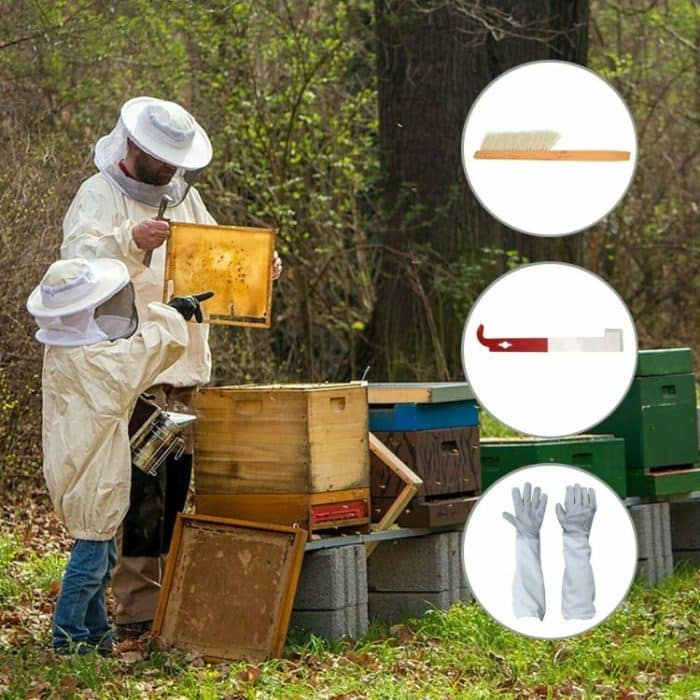 4-in-1 Anti-Bienen-Kleidung + Schaber + Bienenbürste + Anti-Bienen-Handschuhe Imkerset – Bild 6