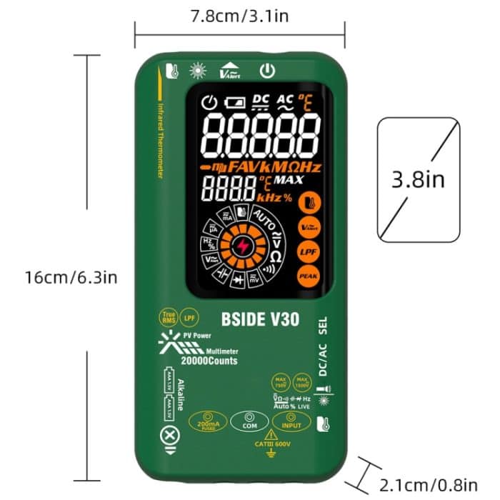 Intelligentes PV-Multimeter mit buntem Bildschirm, Infrarot-Thermometer, V30 (Green) – Bild 16