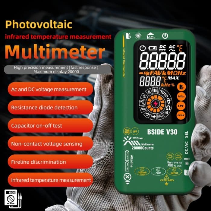 Intelligentes PV-Multimeter mit buntem Bildschirm, Infrarot-Thermometer, V30 (Green) – Bild 3