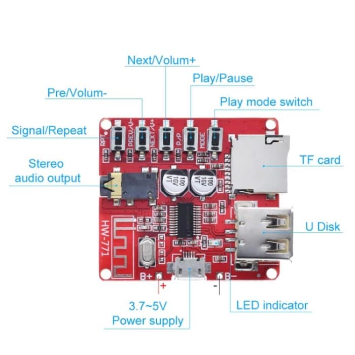 Bluetooth-Decoder-Board MP3 Verlustfreie Auto-Lautsprecher-Verstärker-Modifikation Bluetooth 4.1 Platine, Bluetooth 4.1 Decoder Board (5 Keys) – Bild 6