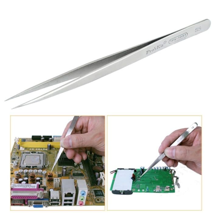 ProsKit 1PK-105T Antimagnetische Pinzette aus Edelstahl, präzise, ​​gerade, spitze Pinzette, 140 mm – Bild 1