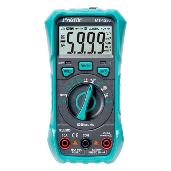 ProsKit MT-1236-C 3-5/6 True-RMS Digital Multimeter For ACA, ACV, DCA, DCV, Frequency, Cycle Duty, Diode Test – Bild 1