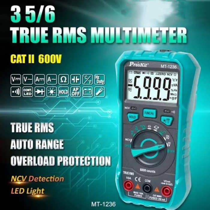 ProsKit MT-1236-C 3-5/6 True-RMS Digital Multimeter For ACA, ACV, DCA, DCV, Frequency, Cycle Duty, Diode Test – Bild 4