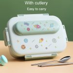 316 Edelstahl Isolierte Lunchbox Kinder Tragbare Fach Mittagessen Fall, Light Green 2 Grids, Light Green 3 Grids, Blue 2 Grids, Blue 3 Grids, Light Yellow 2 Grids, Light Yellow 3 Grids – Bild 4