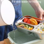 316 Edelstahl Isolierte Lunchbox Kinder Tragbare Fach Mittagessen Fall, Light Green 2 Grids, Light Green 3 Grids, Blue 2 Grids, Blue 3 Grids, Light Yellow 2 Grids, Light Yellow 3 Grids – Bild 5