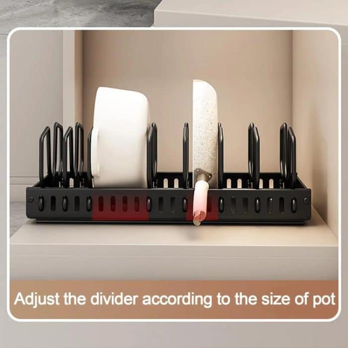 Küche Pull-Out Rack Töpfe und Pfannen Organizer Schrank Arbeitsplatte Gericht Tablett, 42cm Black, 42cm With Baffle Black, 42cm White, 42cm With Baffle White, 52cm Black, 52cm With Baffle Black, 52cm White, 52cm With Baffle White – Bild 7