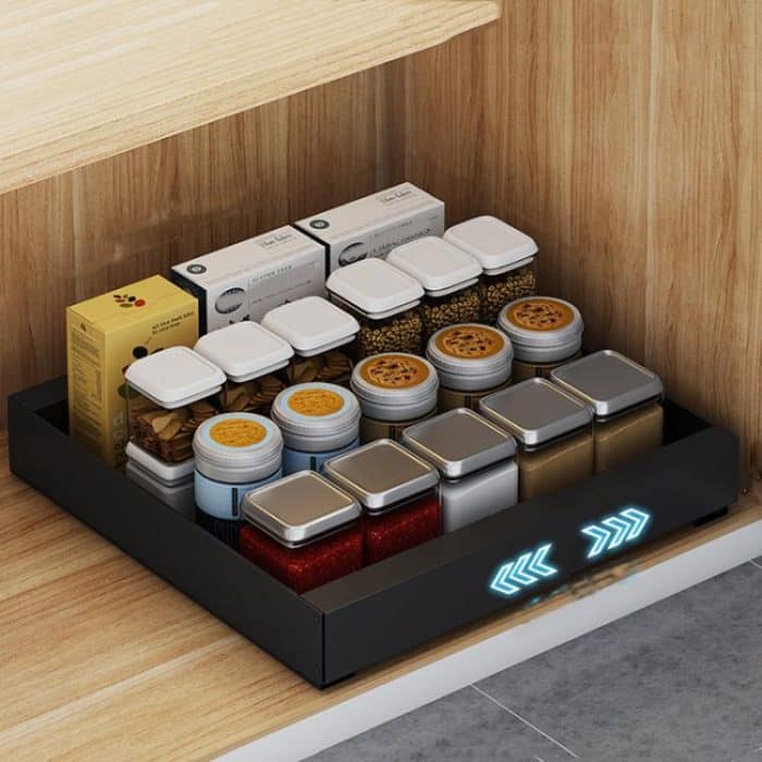 Ausziehbarer (30-46 cm) ausziehbarer Schrank-Organizer, Lagerregal, ausziehbare Schublade, 43cm White, 43cm Black, 53cm White, 53cm Black – Bild 1