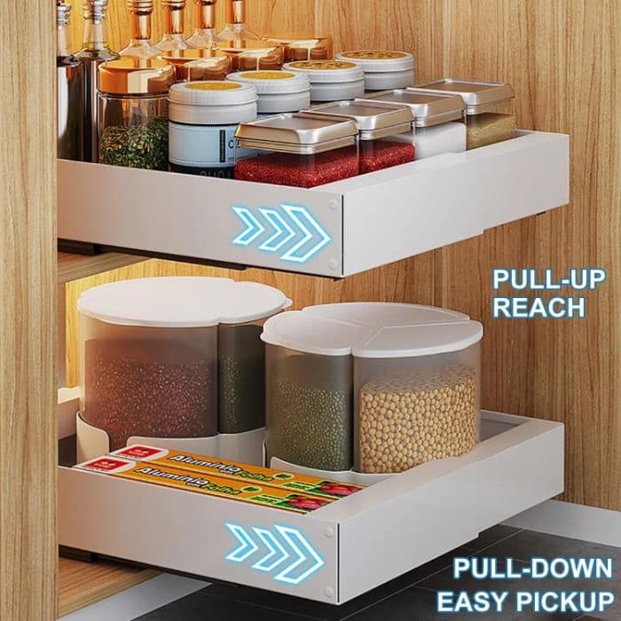 Ausziehbarer (30-46 cm) ausziehbarer Schrank-Organizer, Lagerregal, ausziehbare Schublade, 43cm White, 43cm Black, 53cm White, 53cm Black – Bild 4