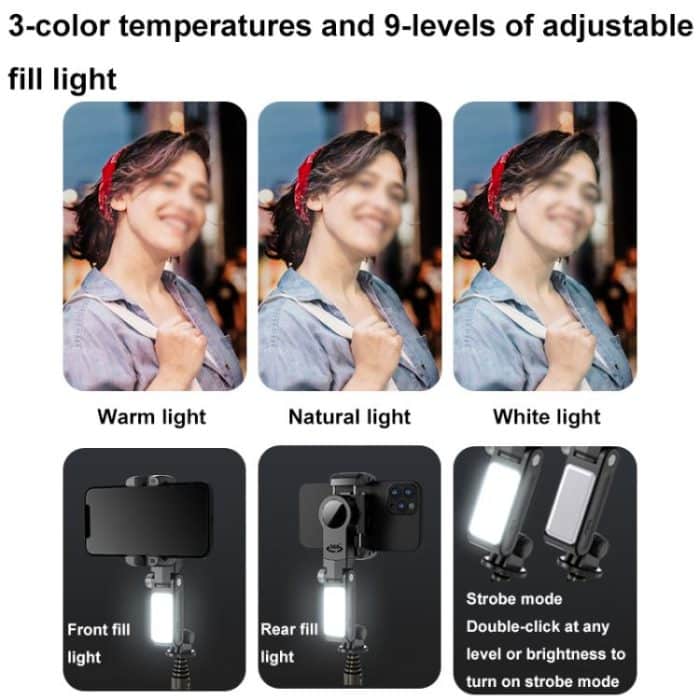 TokQi Q18 Desktop Drahtlose Fernbedienung Handheld Gimbal Stabilisator Füllen Licht Selfie Stick Stativ – Bild 3