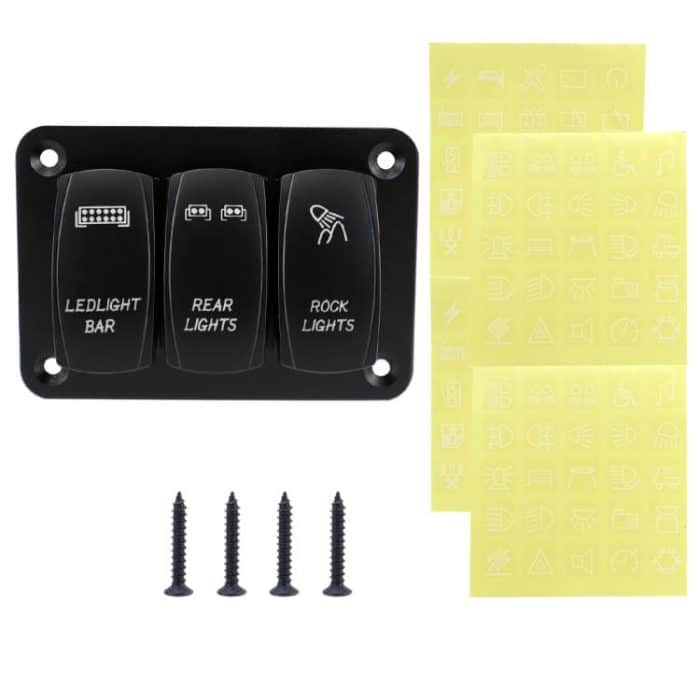 Kombischalter mit blauem Licht und Lasergravur für Auto und Boot, 3-digit Panel, 2-digit Panel – Bild 7