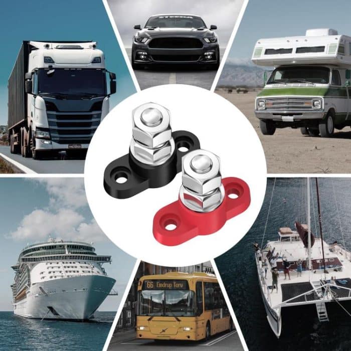 12 V RV Yacht M10 Einpolige Batterieklemme, Red, Black, Red Black Pair – Bild 3