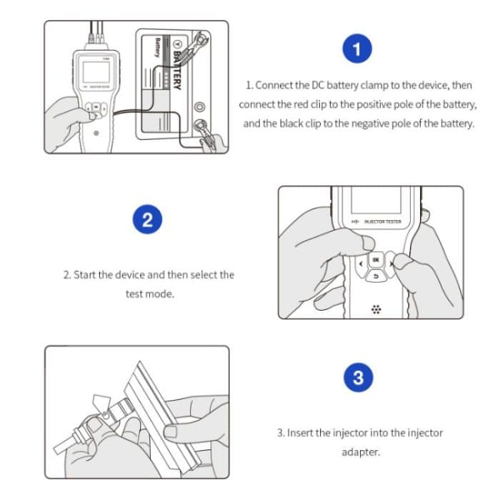 OBDResource 5V/12V Kfz-Kraftstoffeinspritzdüsen-Tester mit benutzerdefinierten Einstellungen und Doppelkopf – Bild 8
