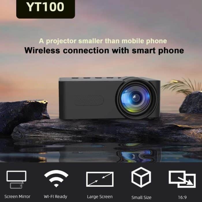 YT100 Unterstützt 1080P Mini Tragbarer Projektor WiFi Drahtlose Spiegelung Für IOS Android Smartphone – Bild 2