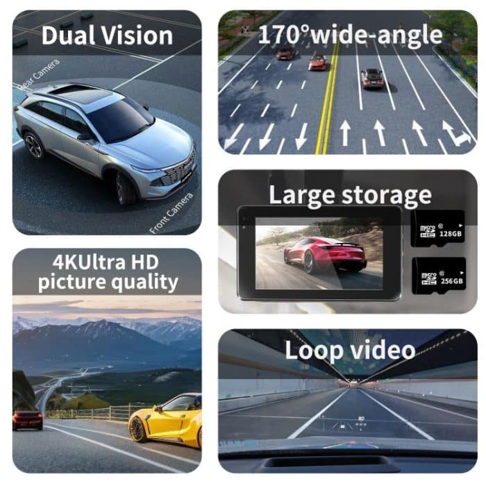 4K+1080P Fahrrekorder Dual Front- und Rückfahraufnahme WIFI Rückfahrkamera – Bild 9