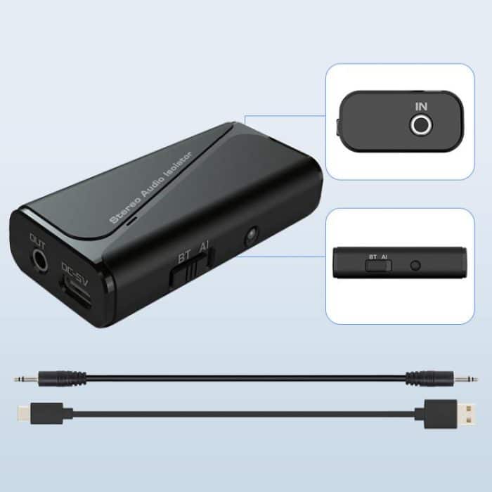 Bluetooth 5.4 Audio Common Ground Isolator Empfänger Anti-Interferenz-Rauschunterdrücker – Bild 2