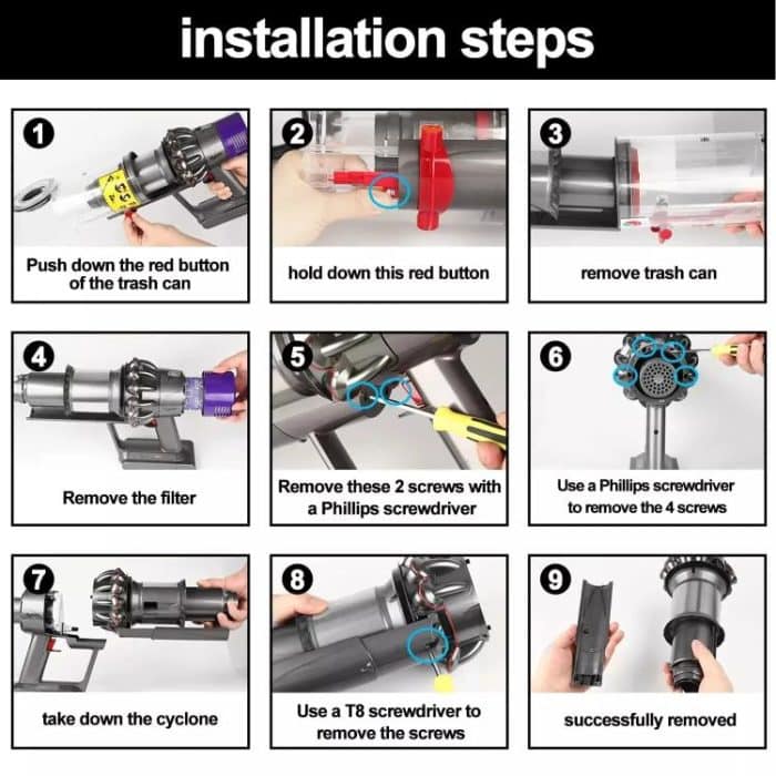 Für Dyson V11 V10 V15 Zyklon Baffle Bin Runner Ersatzteile, Short Version, Long Version – Bild 6