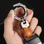 Hallmo Business Schlüsselanhänger aus Zinklegierung, Rindsleder, Anti-Verlust-Anhänger – Bild 6