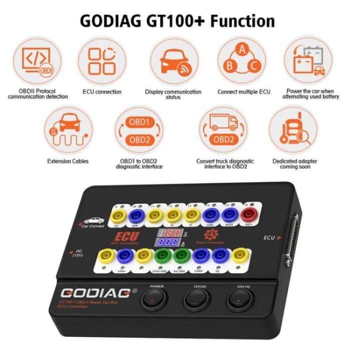 GODIAG GT100+ OBDII Breakout-Box Diagnoseanschlusstester ECU-Tischanschluss, UK-Stecker – Bild 4