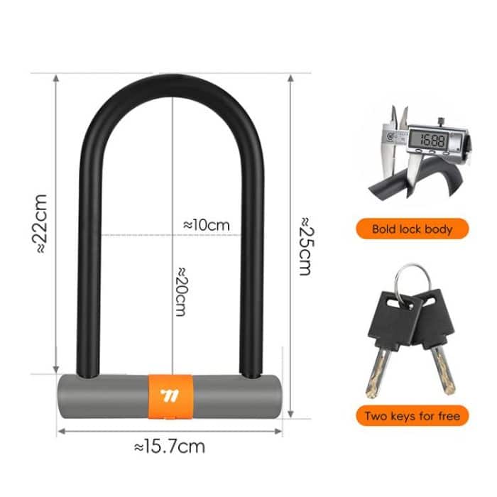 WEST BIKING Fahrrad Motorrad Diebstahlsicherung Doppelöffnung U-förmiges Einsteckschloss – Bild 3