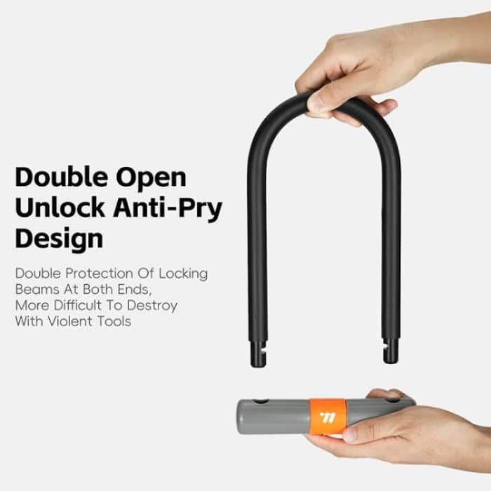 WEST BIKING Fahrrad Motorrad Diebstahlsicherung Doppelöffnung U-förmiges Einsteckschloss – Bild 5