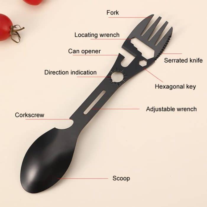 2 stücke 10 In 1 Outdoor Camping Picknick Multifunktionale Tragbare Gabel und Löffel – Bild 3