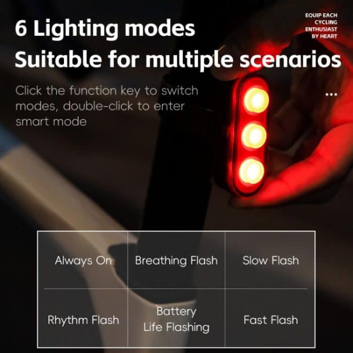 WEST BIKING Fahrrad Nacht Reiten Lange Ausdauer Warnung Bremse Rücklicht, Round Light Basic, Square Light Basic, Round Light Smart, Square Light Smart – Bild 4