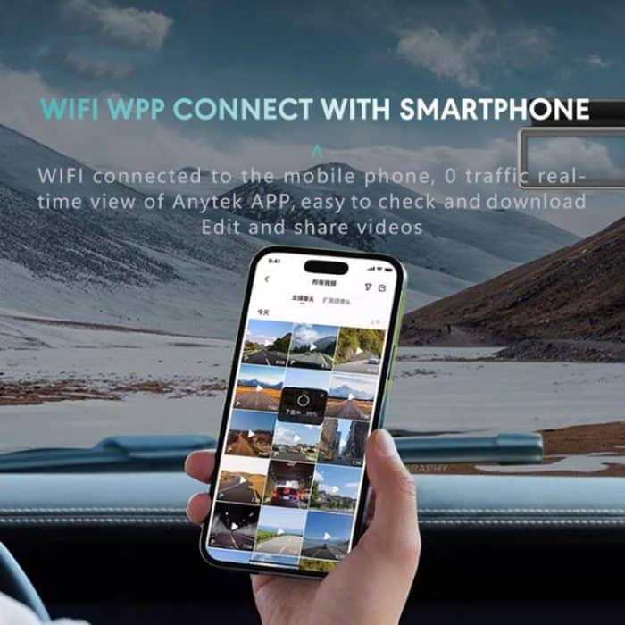 Anytek T1 PRO 3,2 Zoll 2K HD Nachtsicht Autorekorder Versteckte Autokamera Dual-Aufnahme vorne und hinten – Bild 10