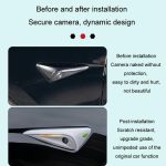 Für Tesla 2024 Modell 3 Kotflügel Seitenetiketten Kameraabdeckung Aufkleber, Pearl White, Glossy Carbon Fiber Texture, Matt Carbon Fiber Texture, Piano Paint Bright Black, Frosted Matt Black, Bright Red – Bild 4