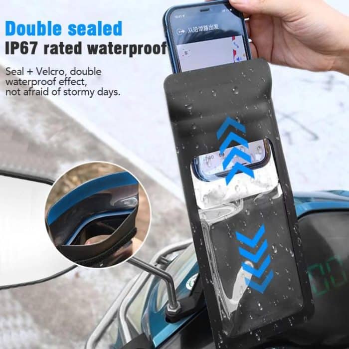 Fahrrad wasserdichte Telefon Tasche Halterung Ständer 360 Grad Rotation Motorrad Bike Handyhalter, Handlebar Model, Rearview Mirror Model – Bild 4