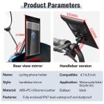 Fahrrad wasserdichte Telefon Tasche Halterung Ständer 360 Grad Rotation Motorrad Bike Handyhalter, Handlebar Model, Rearview Mirror Model – Bild 9