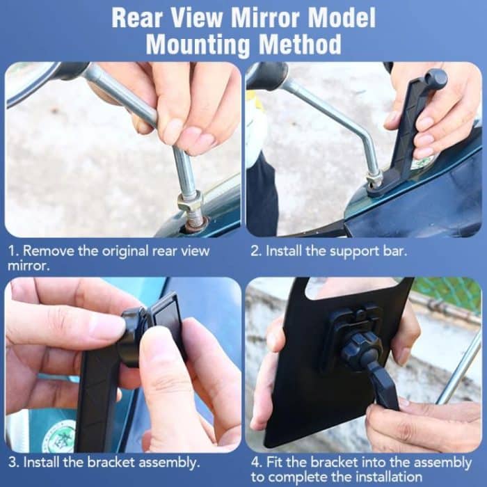 Fahrrad wasserdichte Telefon Tasche Halterung Ständer 360 Grad Rotation Motorrad Bike Handyhalter, Handlebar Model, Rearview Mirror Model – Bild 10