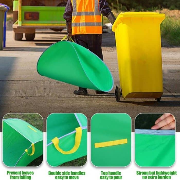 Tragbarer Pop-Up-Laubsammler, wiederverwendbare Organisatoren für Terrassen und Gärten, 144 x 74 x 52cm – Bild 6
