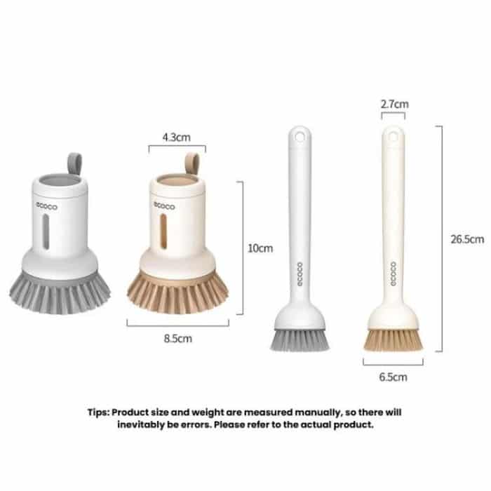 2 teile/satz ecoco Topfwaschbürste Kurzer Griff Quetschbar + Langer Griff Drehbare Haushalts-Geschirrspülbürste – Bild 3